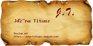 Jóna Titusz névjegykártya